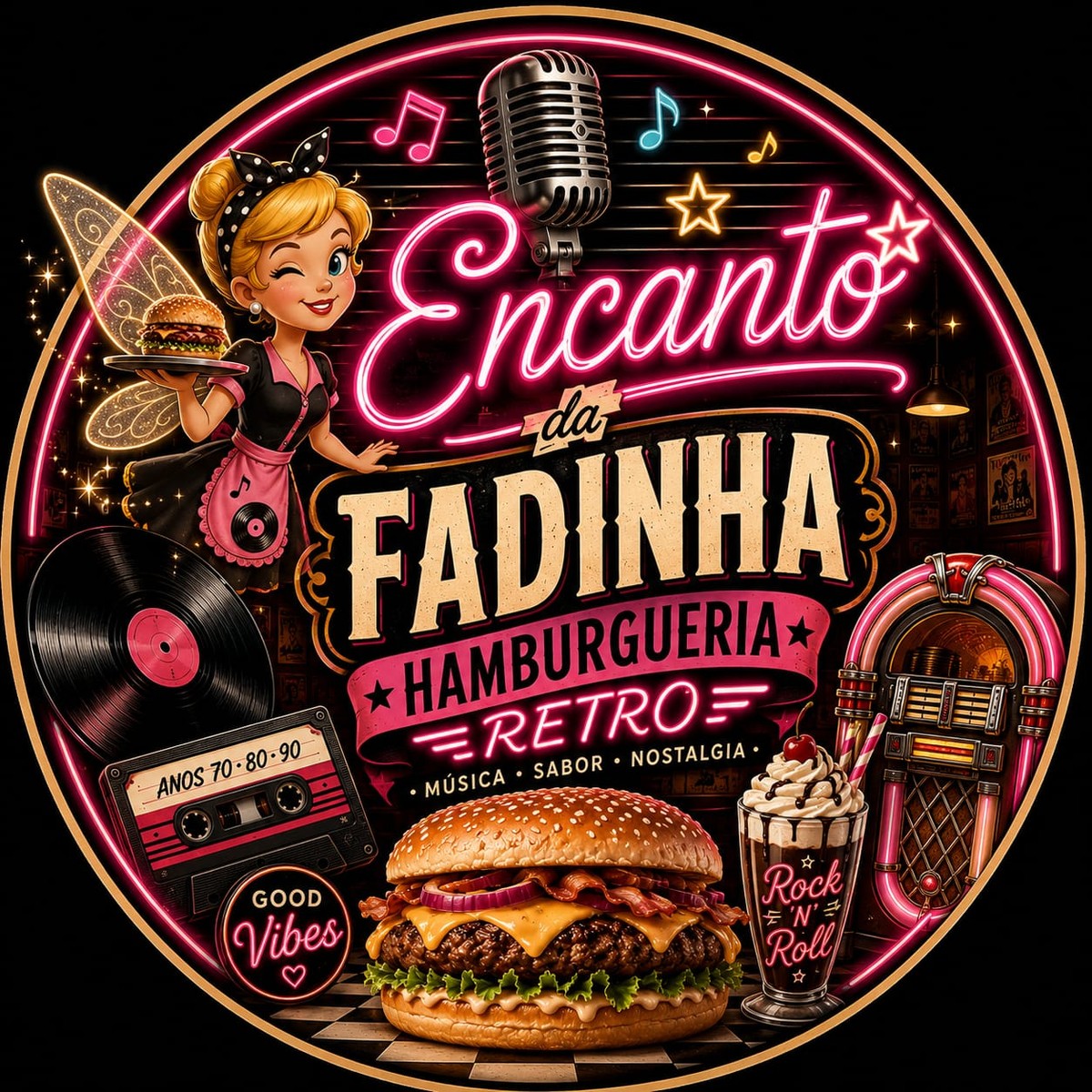 Logo Encanto da Fadinha Hamburgueria Retrô
